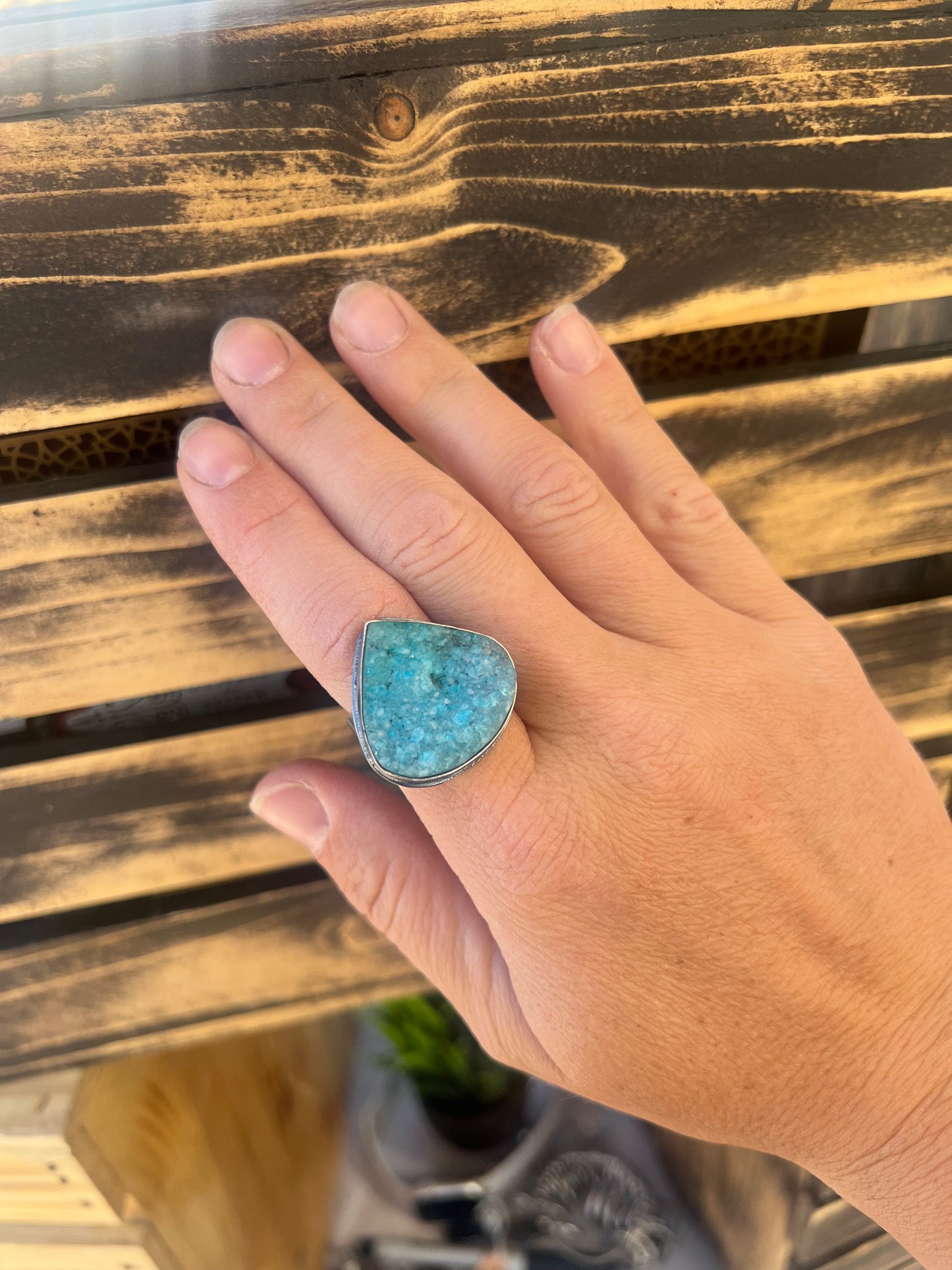 Druzy Agate Ring Size 7.75