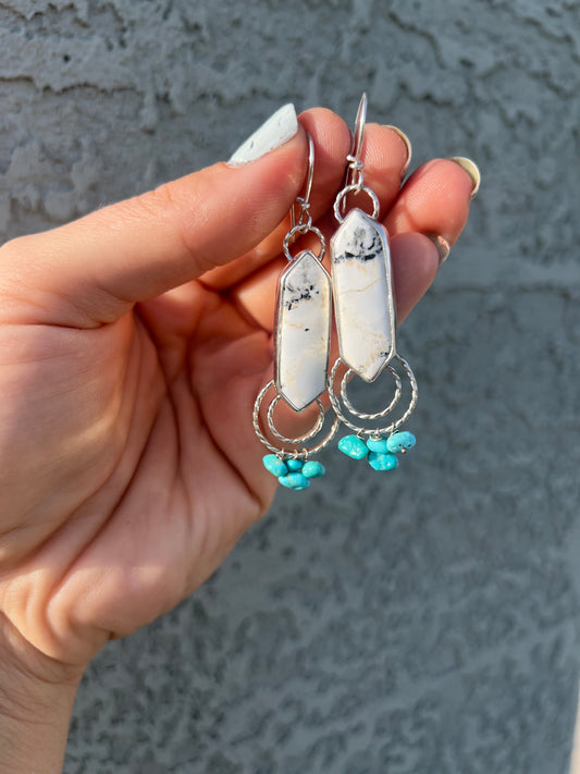 White Buffalo + Sleeping Beauty Turquoise Danglers