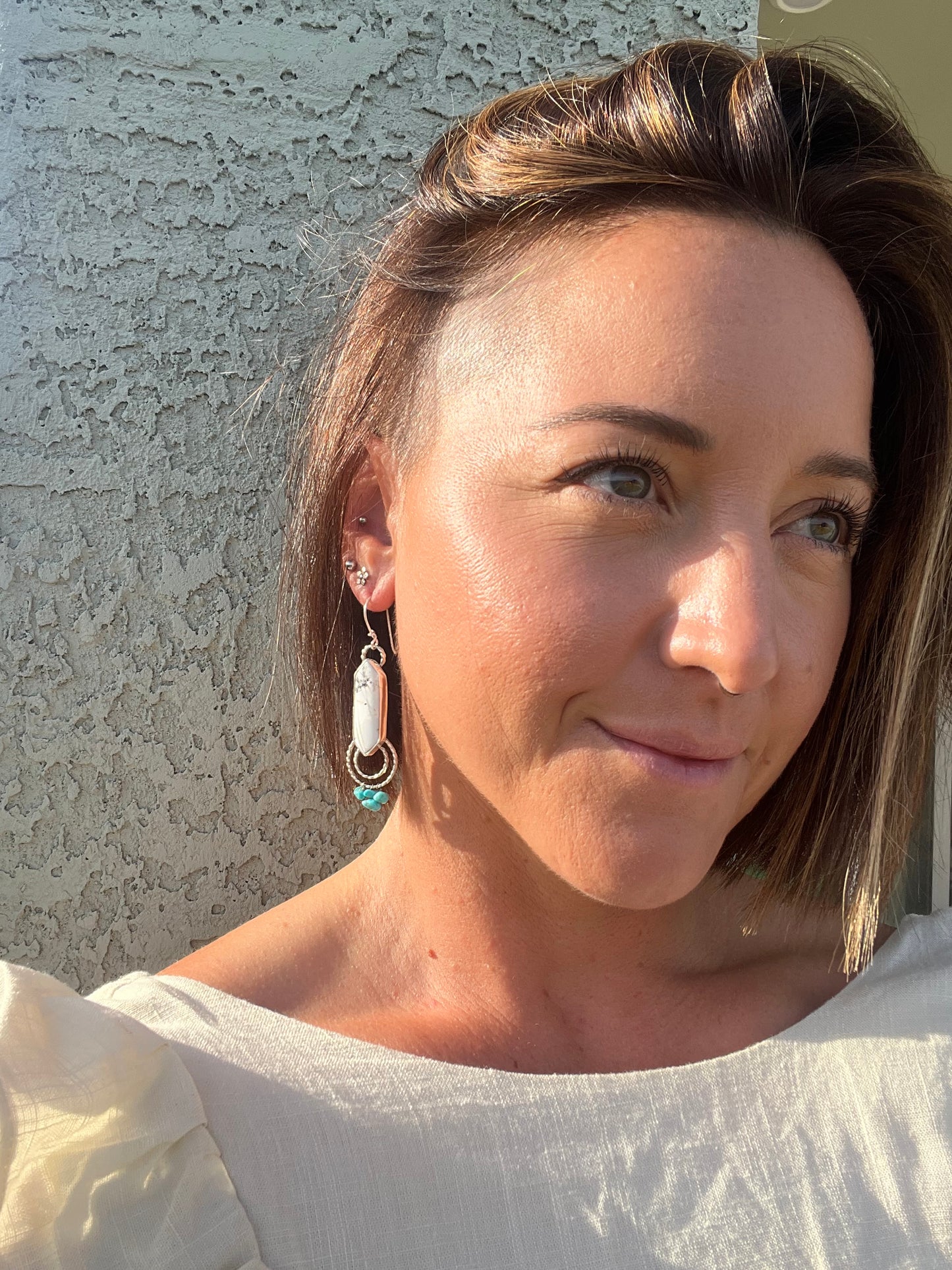 White Buffalo + Sleeping Beauty Turquoise Danglers
