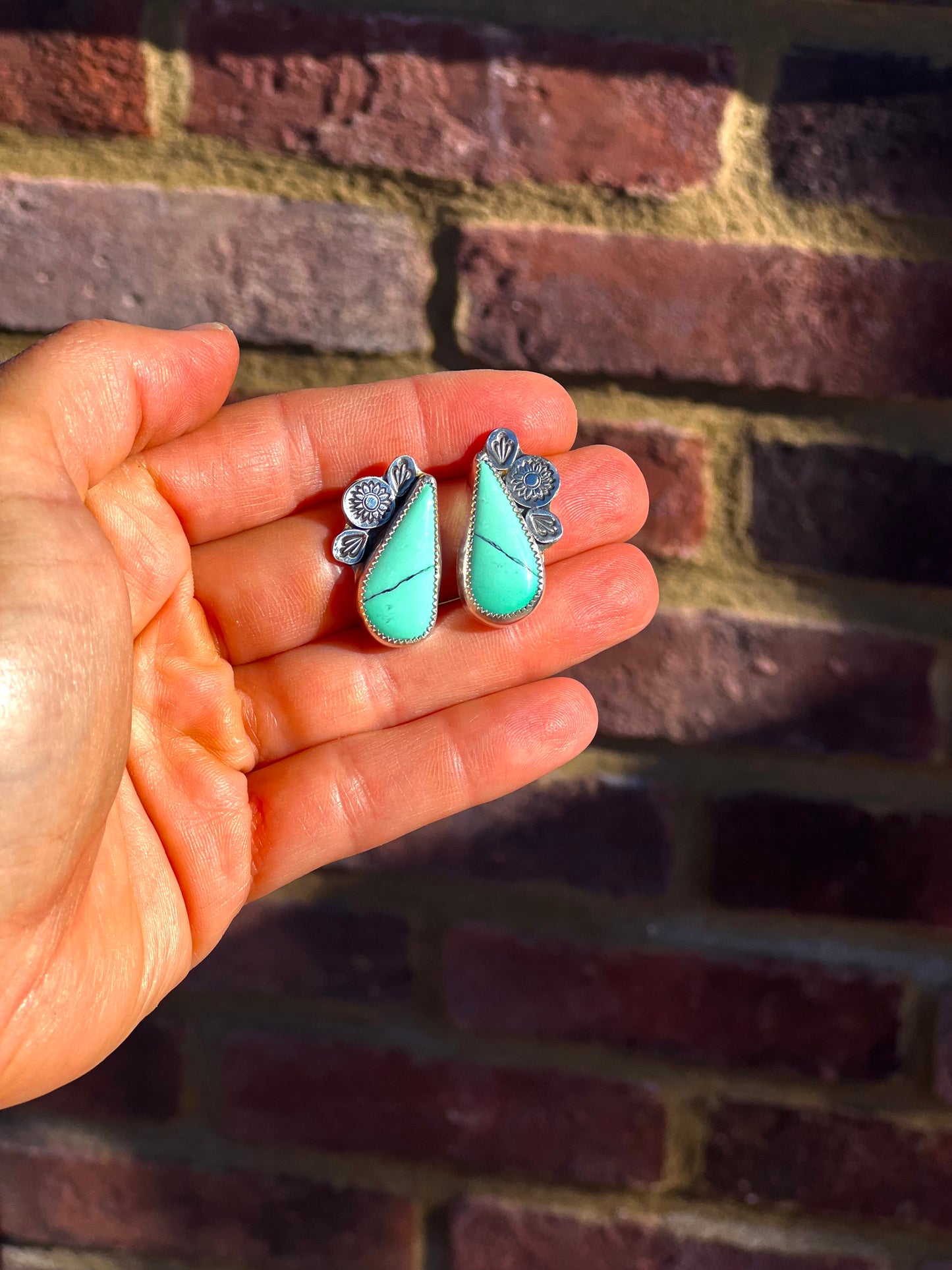 Emerald Rose Variscite Studs