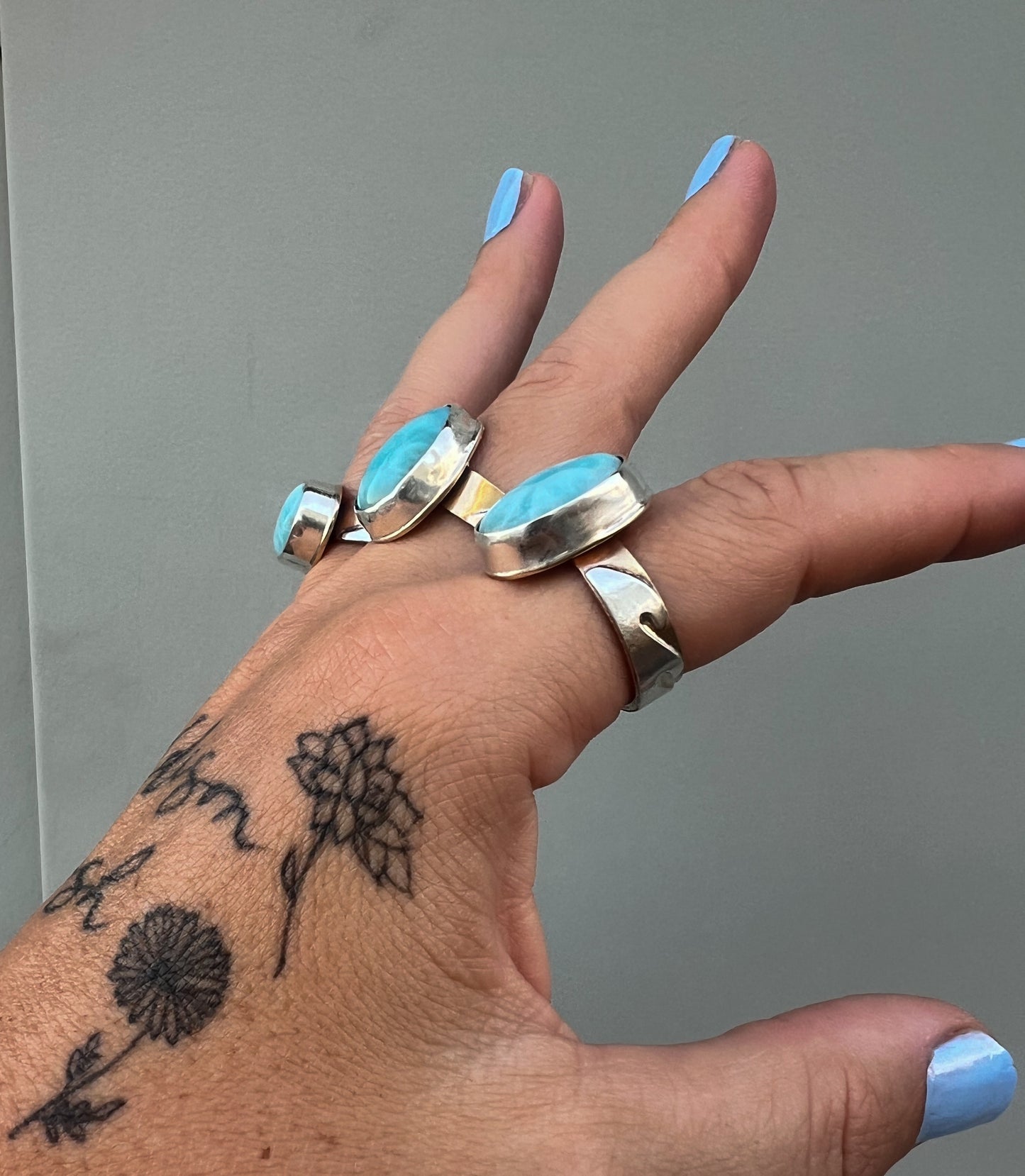 Larimar Wave Rings