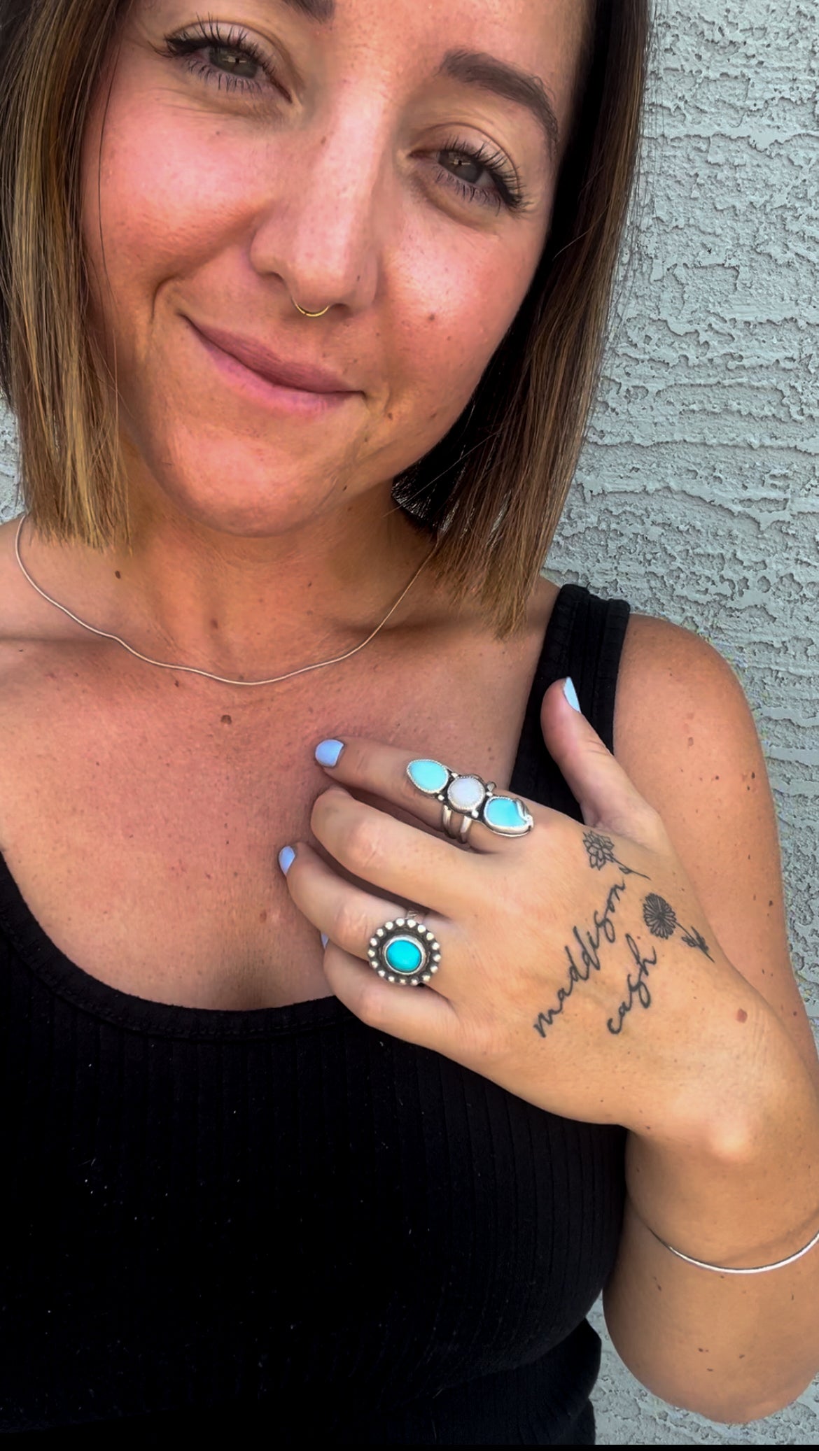 Larimar + Moonstone Ring Size 8.25