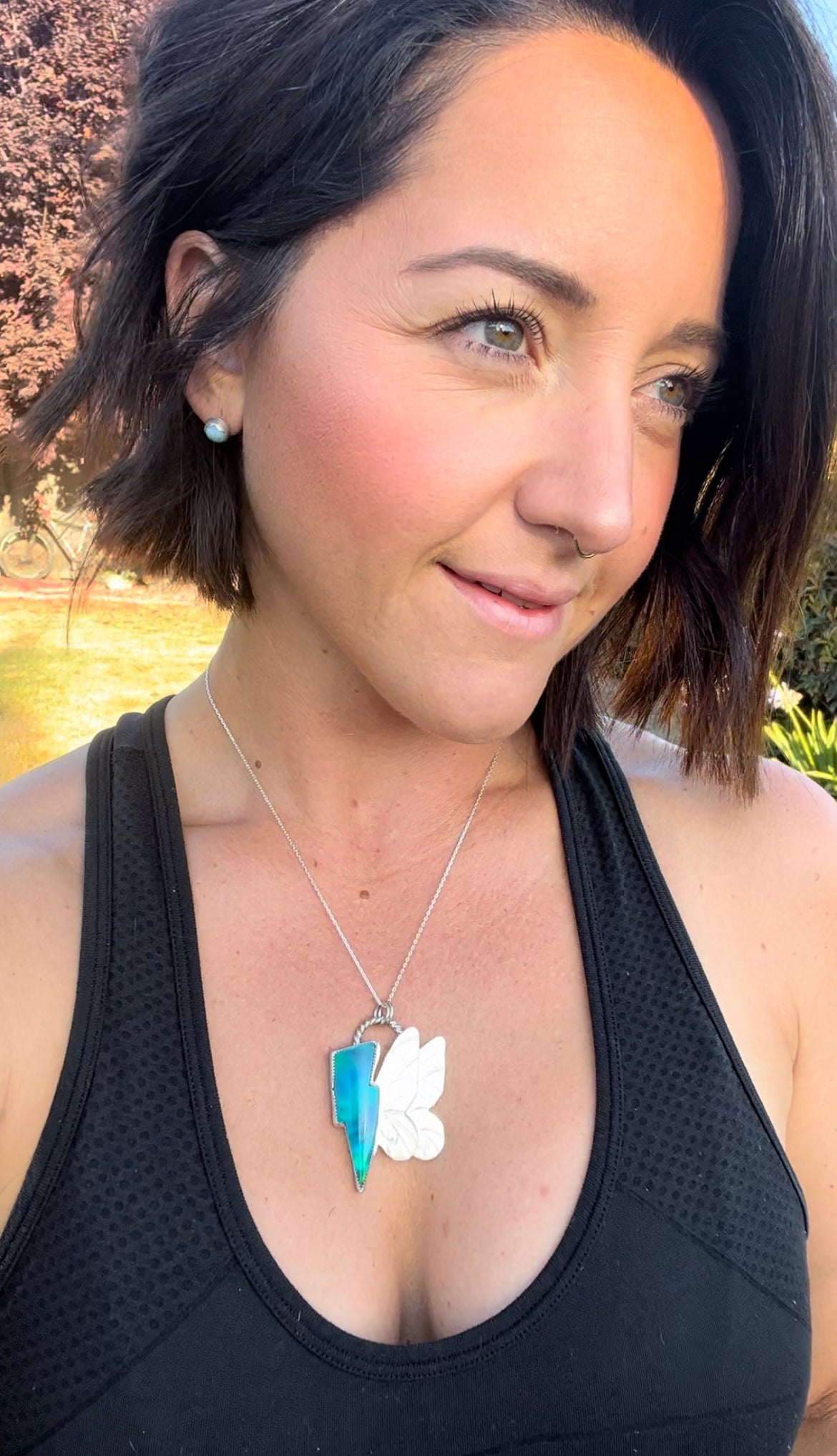 Aurora Opal Electric Flutter Necklace Rocks and Moxie