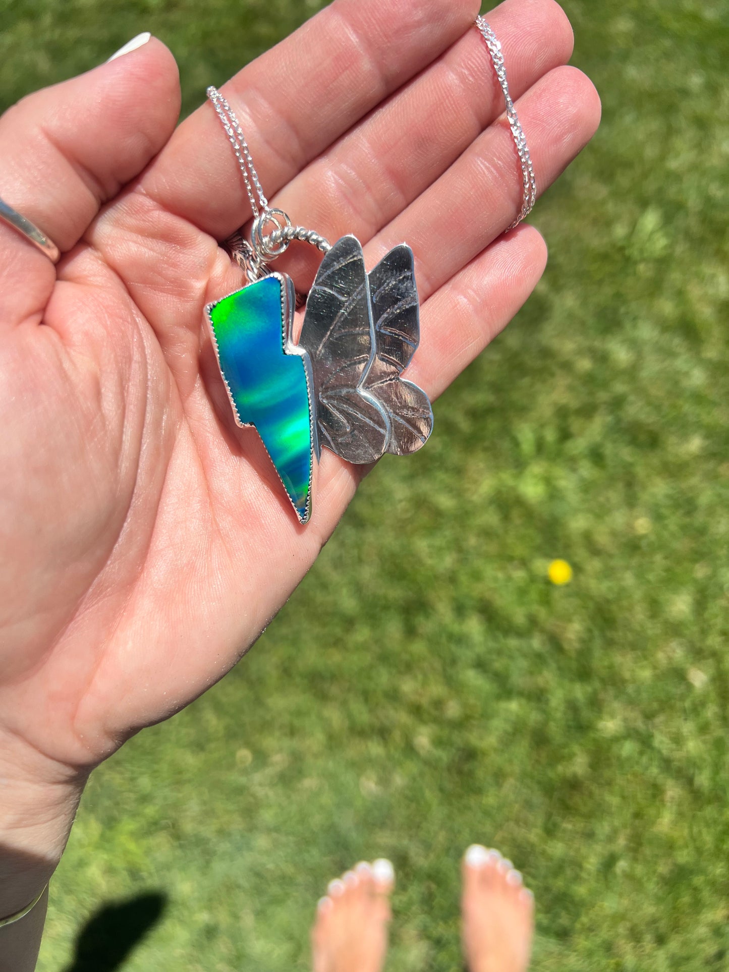 Aurora Opal Electric Flutter Necklace Rocks and Moxie