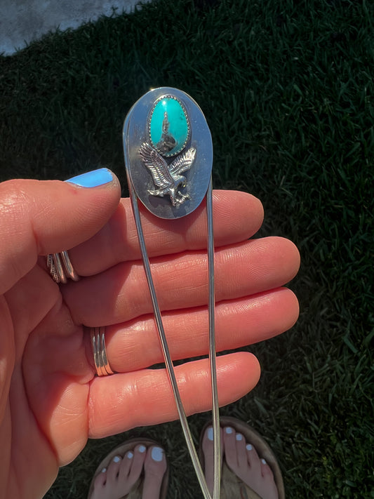 Soaring Eagle Turquoise Hair Pin